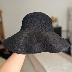 Patricia Underwood Sun Hat Black Rafia Wide Brim